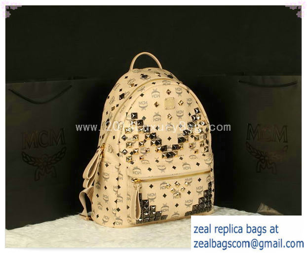 High Quality Replica MCM Stark Backpack Jumbo in Calf Leather 8100 Apricot